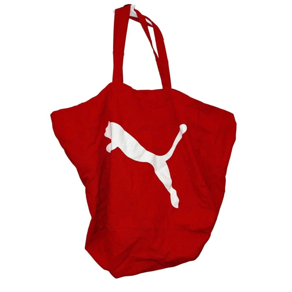 Puma Tote Bag Red Canvas Big Logo Unisex OS New Sporty Gym Beach Shopper UP1930
